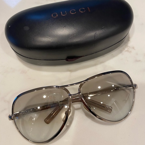 Gucci Accessories - Gucci Aviator Sunglasses -Silver